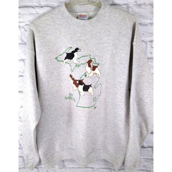 Hanes Tops - Vintage 90's Springer Spaniel Show Sweatshirt XL